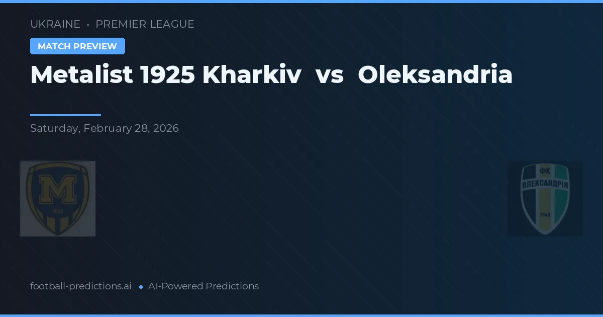 Metalist 1925 Charków vs Oleksandria — typy i zapowiedź meczu