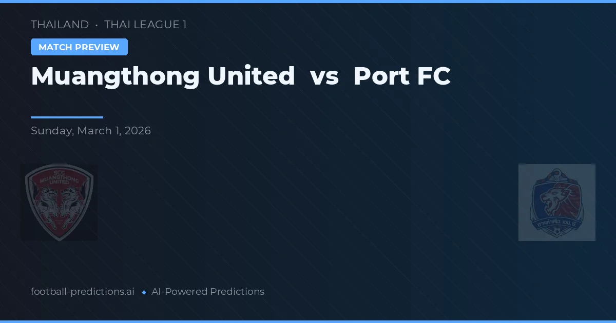 Muangthong United vs Port FC — typy i zapowiedź meczu
