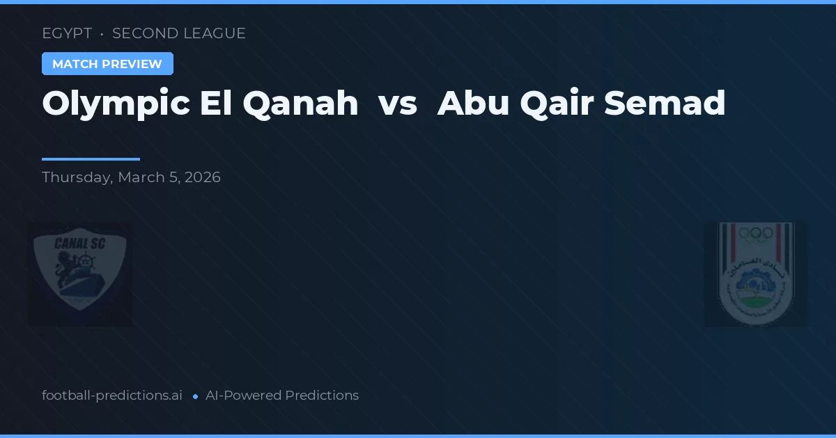 Olympic El Qanah vs Abu Qair Semad — typy i zapowiedź meczu