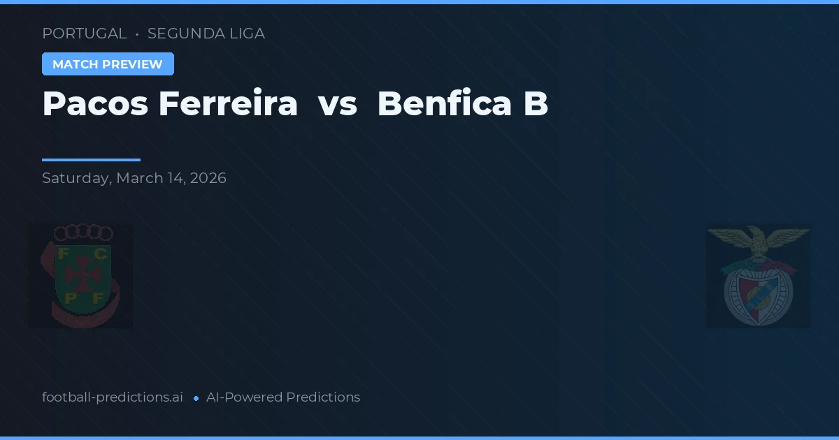 Pacos Ferreira vs Benfica B — typy i zapowiedź meczu
