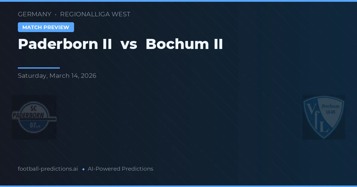 Paderborn II vs VfL Bochum II — typy i zapowiedź meczu