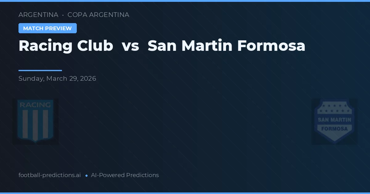 Racing Club vs San Martin Formosa — typy i zapowiedź meczu