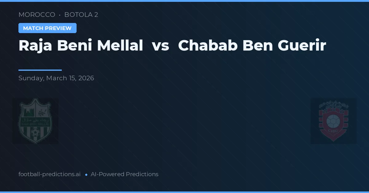 Raja Beni Mellal vs Chabab Ben Guerir — typy i zapowiedź meczu