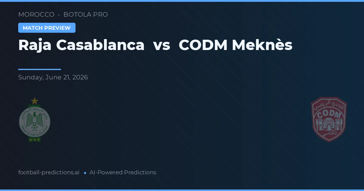 Raja Casablanca vs CODM Meknès — typy i zapowiedź meczu