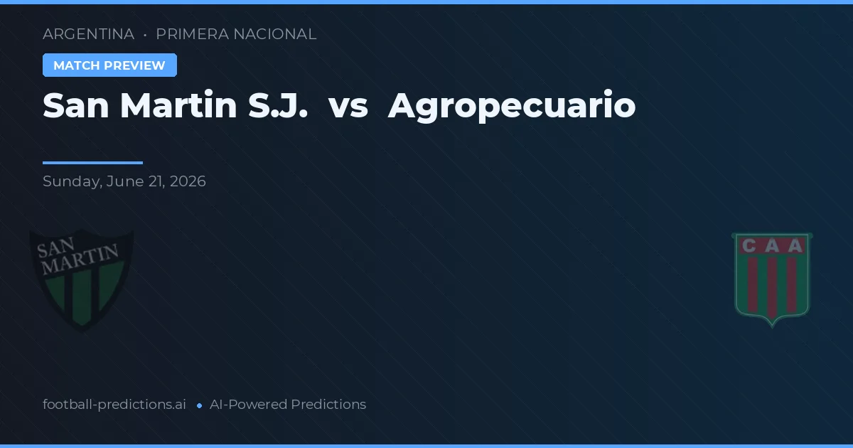 San Martín SJ vs Agropecuario — typy i zapowiedź meczu