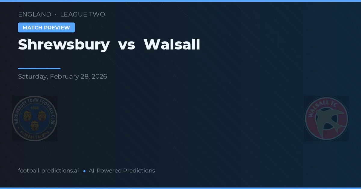 Shrewsbury vs Walsall — typy i zapowiedź meczu
