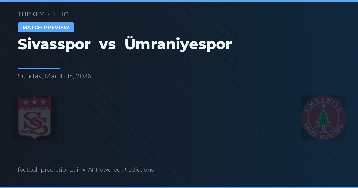 Sivasspor vs Ümraniyespor — typy i zapowiedź meczu