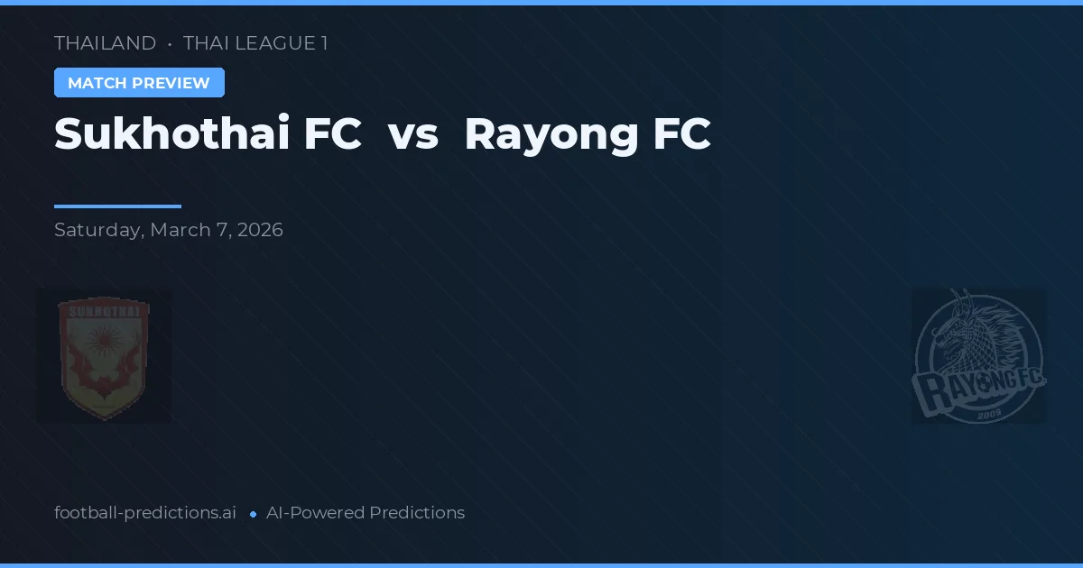 Sukhothai FC vs Rayong FC — typy i zapowiedź meczu