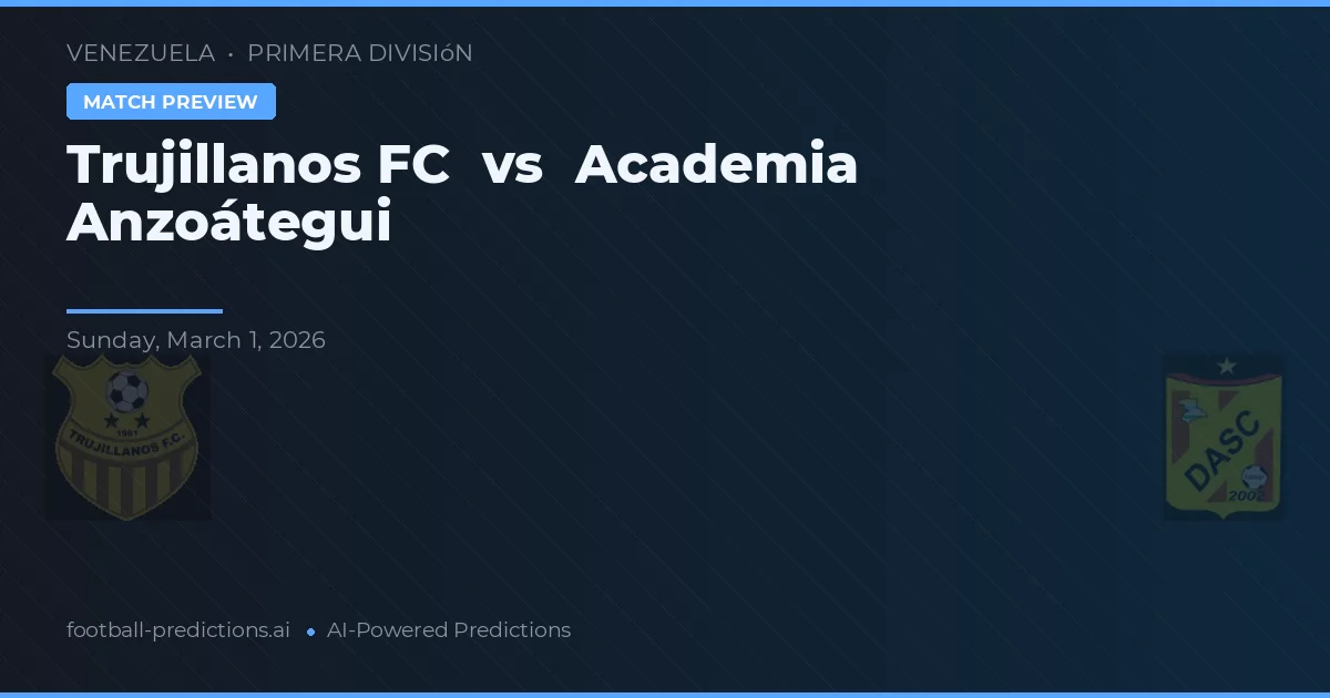 Trujillanos FC vs Akademia Anzoátegui — typy i zapowiedź meczu