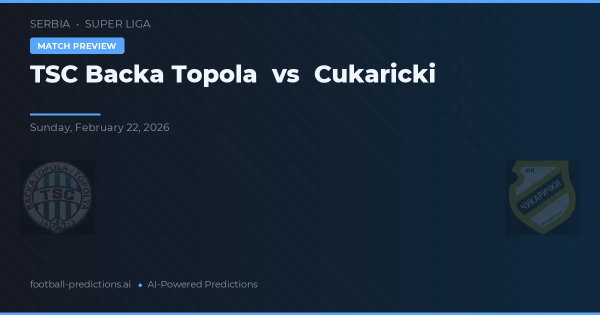 TSC Bácska Topola vs Cukaricki — typy i zapowiedź meczu