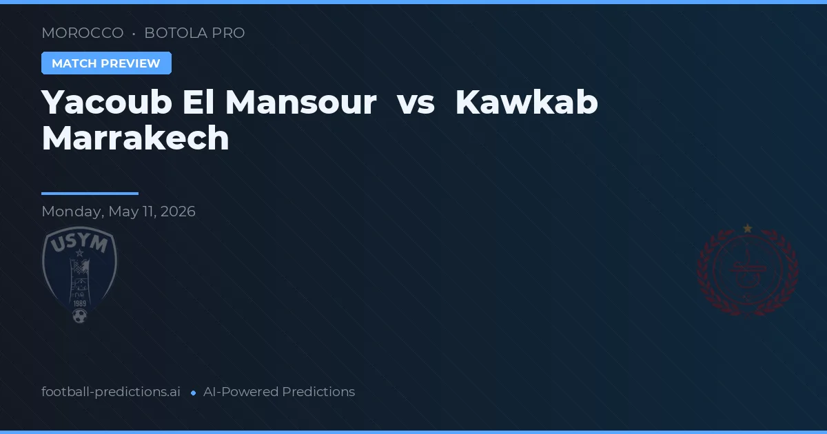 Yacoub El Mansour vs Kawkab Marrakech — typy i zapowiedź meczu