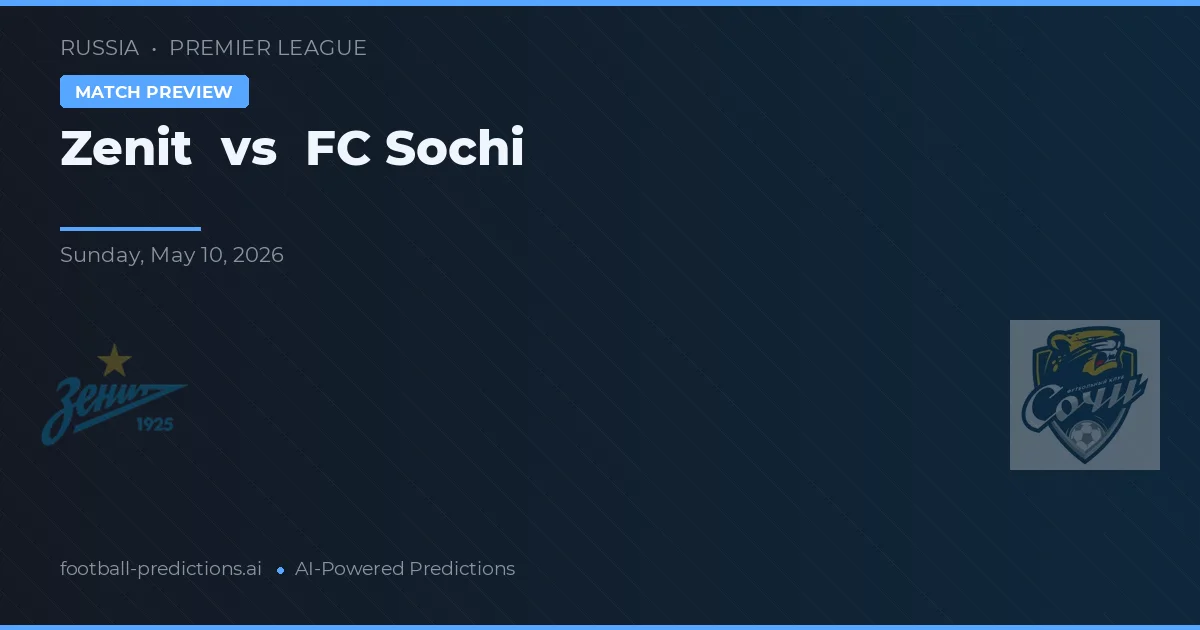 Zenit vs FC Sochi — typy i zapowiedź meczu