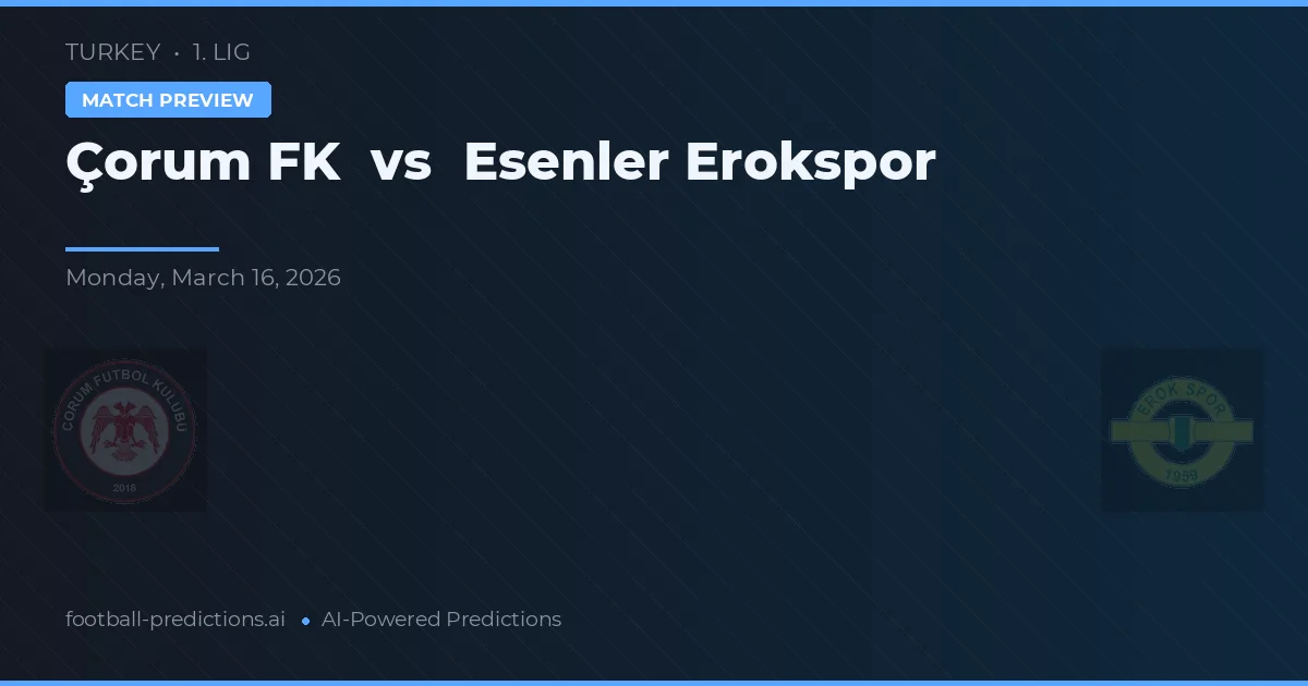 Çorum FK vs Esenler Erokspor — typy i zapowiedź meczu